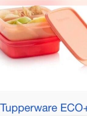 Tupperware Red and Peach Stackable Snack Container